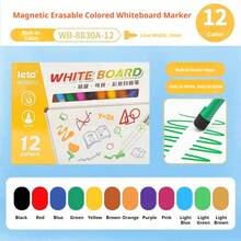 12/24 Colores Marcadores Borrables en Seco con Borrador, Adecuados para Pizarras Blancas y Calendarios, Ideales para el Salón de Clases, el Hogar, Útiles de Oficina y la Temporada de Regreso a Clases - Conjuntos - Ver 13