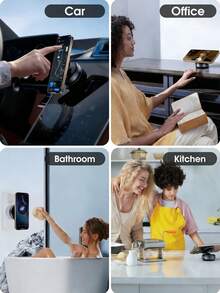 360° Free Rotation Magnetic Car Phone Holder Mount, Adjustable Vacuum Magnetic Phone Holder, Rotary Vacuum Suction No Adhesive Required, Suitable For Car/Gym/Mirror/Smooth Surfaces Hands-Free Mount, Compatible With All Smartphones - A - View 12