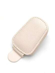 Clip para gafas de coche multifunción, caja de almacenamiento para visera interior de cuero, clip para gafas de coche y portador de tarjetas de moda - A - Ver 8