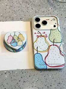Funda protectora con soporte magnético para teléfono en estilo coreano Ins con líneas de color en forma de pera, compatible con iPhone 17, 16 Pro Max, anti-caídas - Multicolor - Ver 1