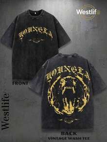 1PC Y2K Men's Vintage Graphic Tee |   Summer Men's Street Style Retro Print T-Shirt |   YLA Gold Snake Design Print |   Niche Fashion Men's Clothing Y2k Clothing |   Unisex - 黑色 - 查看 7