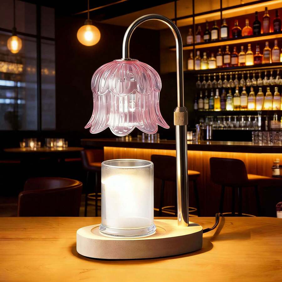 Modern Metal Candle Warmer Lamp With Timer & Brightness Control Adjustable Flameless Safety Cylindrical Decorative For Home Decor & Relaxation Amber-Scented Jar Candle Warmer Lamp - Pink - View 1