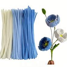 100/300/321件蓝白毛根花套装，升级版DIY手工套装，适合母亲节、毕业典礼、情人节和节日礼物，工艺毛线芯套装，蓝白毛根花套装 - A - 查看 7