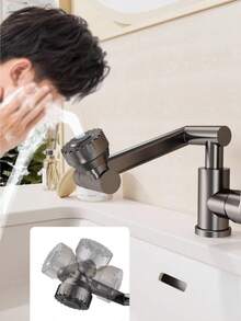 厨房水龙头，可旋转浴室水龙头，高弧单把手不锈钢拉丝镍水槽水龙头，适用于酒店、民宿、酒吧、洗衣房、农舍、房车、洗手盆、台面和家庭使用 - 灰色 - 查看 7