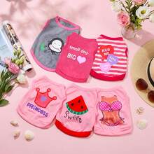 6 Pieces Dog Shirt Puppy Sweatshirt Pet Sleeveless Vest Dog Clothes Doggy Female Apparel For Small To Medium Dogs Puppy Cat(Cute Patterns,XS Size) - 可愛的圖案 - 查看 4