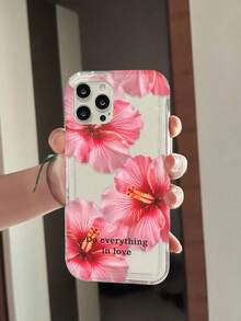 粉色芙蓉花印花透明手机壳，兼容 13/15/16/17 Pro/17/14/17/15 Pro/15 Plus/15 Pro Max/7 Plus/8 Plus/X/Xs Max/Xr/11 Pro/12 Pro/13 Pro/14 Pro/12 Mini/13 Mini/11 Pro Max/12 Pro Max/13 Pro Max/14 Pro Max/14 Plus/17 Pro Max/17 Air/6/6s Plus/7/8/16 Pro/16 Plus/16 Pro Max/SE2/17 Pro Max 和三星手机Galaxy/A54/A14/A12/A13/A15/A32/A33/A24/A52S/S20/S21/S22/S23/S24/S23Plus/S24ultra/S25/A15/A33/A23/A07/A17/S26/A56/A57 - 彩色 - 查看 3