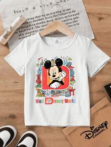 Disney Licensed Children's Printed T-Shirt, 'Step Into The World Of Disney,' Mickey Mouse Printed T-Shirt, Fun, Lively, Full Of Energy, Comfortable And Breathable, Suitable For Playing And Vacation Wear, Suitable For Boys And Girls - 白色 - 查看 2