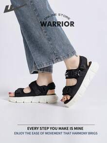 Warrior 夏季女款運動涼鞋，舒適軟底，時尚百搭，低調風格，休閒適合戶外旅遊、通勤、多場合海灘行走涼鞋 - 黑色 - 查看 4