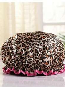 1 chiếc mũ ngủ bằng vải satin in họa tiết da báo, có thể đảo mặt, phù hợp cho cả tóc xoăn và tóc thẳng. - Nhiều màu - Xem 3