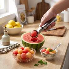 2Pcs Retractable Stainless Steel Ball Scooper, Multifunctional For Ice Cream, Fruit And Desserts, Home And Commercial Use - Large - 2pcs - View 2