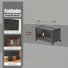 5-Tier Stackable Storage Box With Lid And Wheels Suitable For Home, Office, Dormitory, Snacks - Grey - View 21