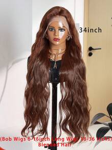 180% Density - 13x4 Lace Front Wig, Pre-Styled Young Hair Texture, Brazilian Hair Quality, Suitable For Women, Wavy 8-36 Inch Mixed Color/Black/Brown/Burgundy/Orange Baby Hair Pre-Bleached, Pre-Plucked, Pre-Cut - S4 - View 4