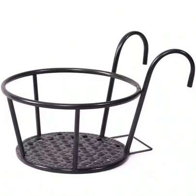 3 piezas Estante colgante de macetas de hierro, Soporte de macetas de metal, Estante colgante para flores, Accesorios para contenedores de macetas, Estantería de almacenamiento de estantes para flores, Adecuado para valla, patio, balcón Estante colgante para macetas, Estante redondo de hierro para macetas de balcón, Adecuado para suculentas y plantas verdes