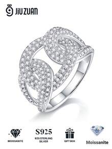 Nhẫn Moissanite bạc 925 cao cấp, thích hợp cho tiệc chiêu đãi, liên hoan, các dịp trang trọng, lễ hội, Ngày Valentine, lễ đính hôn, đám cưới, kỷ niệm, quà sinh nhật, kèm giấy chứng nhận. - Bạc - Xem 2