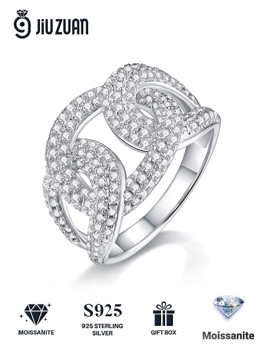 Nhẫn Moissanite bạc 925 cao cấp, thích hợp cho tiệc chiêu đãi, liên hoan, các dịp trang trọng, lễ hội, Ngày Valentine, lễ đính hôn, đám cưới, kỷ niệm, quà sinh nhật, kèm giấy chứng nhận.