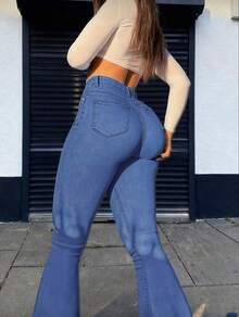 Women's Wide Leg Jeans - Màu xanh lam - Xem 11