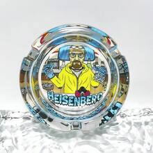 3.34-Inch Round Colorful Creative Laboratory Pattern Glass Ashtray, Cartoon Theme Ashtray, Home Decor Ashtray, Gift For Friends - Multicolor - View 8