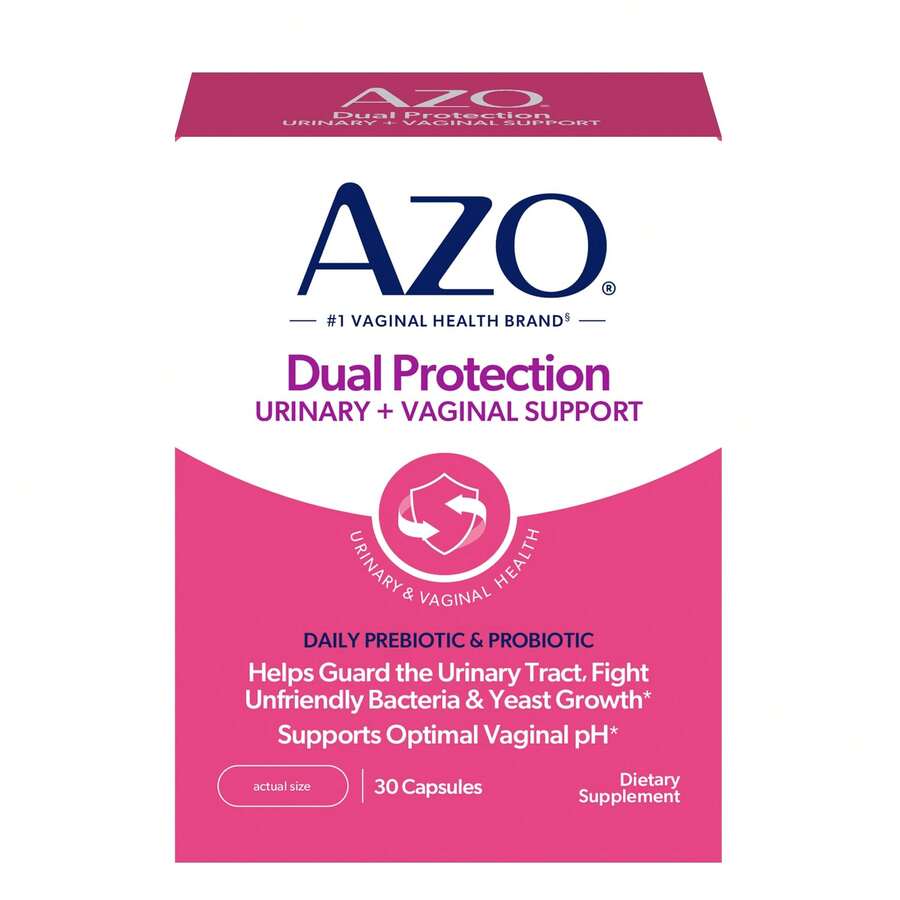 AZO Dual Protection, Urinary + Vaginal Support, Prebiotics And Probiotics For Women, Starts Working Within 24 Hours, Non-GMO, 30 Count - 30 cái (Gói 1) - Xem 1