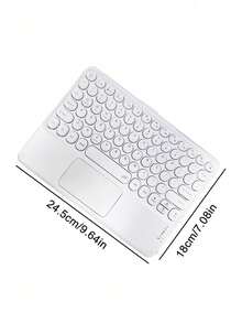 A Wireless Circular Keycap Keyboard Made Of ABS Plastic, Featuring A Silent Touchpad; Wireless And Portable, Suitable For Tablets And Smartphones - View 7