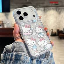 Sanrio Hello Kitty 素描透明手機殼，適用於 iPhone 18 Pro/18 Pro Max/17/17 Pro/17 Pro Max/17 Air/16/15/14/13/12/11/X 系列，iPhone 18 Pro Max 手機殼、iPhone 18 Pro 手機殼、iPhone 17 手機殼，女友理想禮物，適合動漫迷 - 無色 - 查看 4