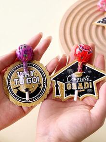 Graduation Lollipop Decoration Cards, Multiple Styles Of Graduation Cap Design, Available In Red/Black/Purple. Graduation Party Candy Insert Cards, Graduation Candy Packaging Accessories, Suitable For Graduation Celebration Events, Easily Set The Holiday Atmosphere, Add A Sense Of Ceremony To Candies, Popular Items For Graduation Party Decorations. - Multicolor - View 8