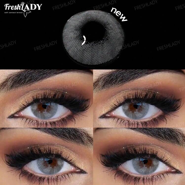 FRESH LADY Freshlady 浅灰色隐形眼镜（1副装），适合日常佩戴、角色扮演、约会和派对，色彩鲜艳，直径14.2毫米，使用期限1年。 - 灰色 - 查看 8