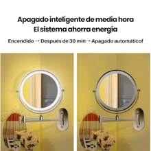 Espejo para Baño con Luz LED Espejo de Maquillaje con Aumento 1X/5X Antiempañante y Giratorio 360° Espejo Redondo con Brazo Extensible y Luz Blanca Regulable Recargable para Tocador - como en la imagen - Ver 4