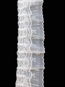 7cm de ancho Volante de encaje de gasa DIY fruncido para ropa, dobladillo de vestido, textiles para el hogar, disfraces - Blanco - Ver 7