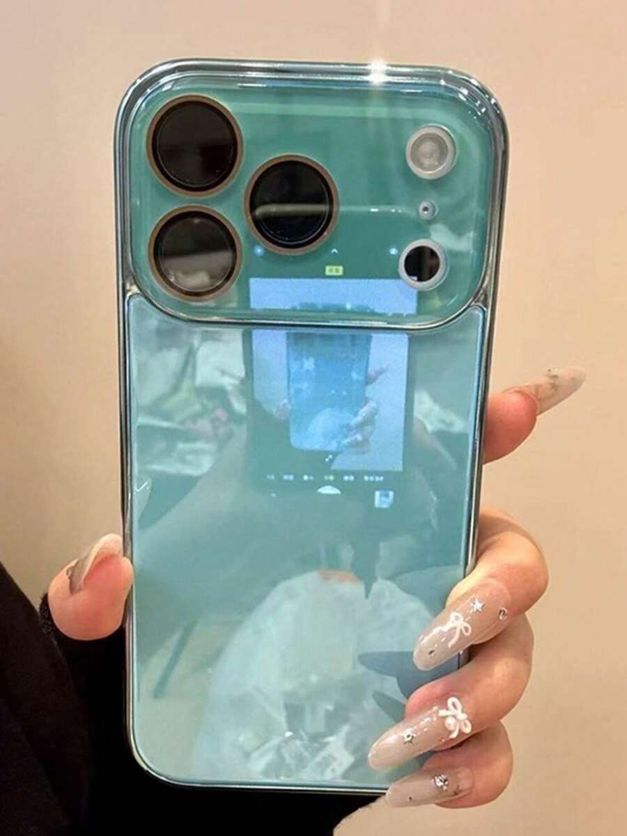 奢華電鍍亮面手機殼 適用於 iPhone 17 Pro Max 16 15 14 13 12 11 Pro Max 簡約純色 玻璃鏡頭保護 防震緩衝 硬殼背蓋