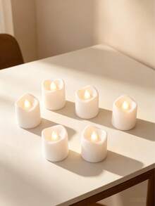 1pc Wave Mouth Flameless LED Electronic Candle, Warm Light Simulated Flame, Party & Wedding Atmosphere Decor Nightlight, Bedroom Atmosphere Decoration For Valentine's Day/Anniversary, High-End Decor Accessory, Birthday/Housewarming Gift - Multicolor - View 4