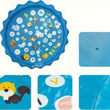 Extra Large Luxury Outdoor Toy - Portable Swimming Pool With Water Sprinkler, Letter & Number Mats, PVC Material, Summer Yard Lawn Game, Outdoor Play Area | Vibrant Rainbow Design | Durable PVC Pool - Water Play Mat - View 2
