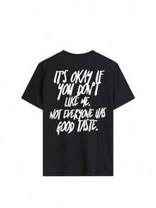 Women's Graphic Tee "I Don't Care If You Don't Like Me", Regular Fit Tee With Funny Phrase, Comfortable Sarcastic Crew Neck T-Shirt "Not Everyone Has Good Taste" Summer Tee In Black - 黑色 - 查看 3