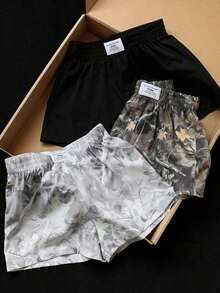 Set de 3 shorts casuales con estampado de lunares, estampado de leopardo claro y estampado de leopardo marrón oscuro, de tela tejida, adecuados para uso diario, set de shorts con estampado de camuflaje, adecuados para el uso diario, citas, fiestas, otoño/invierno/verano, Navidad, Año Nuevo, Acción de Gracias, fiestas, bodas, playa, ceremonias de graduación, moda, elegante, casual, salidas, citas, reservas, viajes, brillante, Día de San Valentín, elegante, vacaciones, casual, Y2K, salidas, ceremonias de graduación y otras ocasiones. - Multicolor 17 - Ver 6