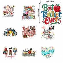 9 Sheets Teachers' Day Iron On Transfers,  DTF Transfer Ready to Press for T-Shirts,  Teaching Is A Work Of Heart Little Reasons Teacher Happy First Day Of School Best Teacher Ever Teach Love Inspire Principal , Easy Heat Transfer for Clothing, T-Shirts, Jeans, Backpacks, Hats & Pillows,  Washable Stickers Perfect for Casual Style, Ideal Gift for Women and Men. - Zufälliger Stil - Übersicht 3