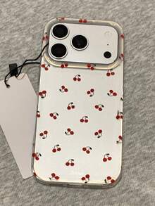 Cute Cherry Silver Minimalist Phone Case Compatible With IPhone 17 Pro Max, 17 Pro, 16, 15, 14, 13, 12 Pro Max, Cute Shockproof Soft Case - Cherry - View 7