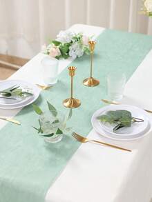 1pc Elegant Green Non Woven Table Runner, Solid Green Rectangular Table Cover, Kitchen Table Cloth,Restaurant Tablecloth,Holiday Party Celebration,Perfect For Baby Shower,Birthdays,Weddings,Graduation,Halloween,Christmas,New Year Occasions,Winter Home Gatherings - Green - View 12