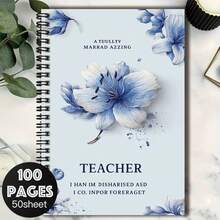 100-Page Spiral Notebook With Fresh Blue Floral Design, Practical For Work Notes, Study Notes, Graduation Gift, Birthday Gift, Diary Writing, Planning, And Memo, Adding A Touch Of Elegance To Life - L - View 7