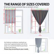 1組100%遮光窗簾，免鑽孔魔鬼氈黏貼式，隔熱遮光，聚酯纖維材質，便攜易安裝，適合臥室 - 灰色 - 查看 3
