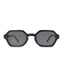 1pc Personalized Casual Small Frame Fashionable Glasses, Retro Polygonal Versatile Women's Glasses, Suitable For Daily Wear, Street Photography, Vacation, Travel, Summer Beach, Outdoor, Travel Beach Accessories - Black - View 5