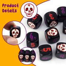 Juego de 10 dados D6 con calavera, números rojo & púrpura vibrantes, material premium. Perfecto para juegos de rol de mesa, Halloween, regalos para jugadores, decoración, juegos al aire libre y regalos festivos. - TQ-Y-109 - Ver 4