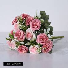 1/3浪漫仿真牡丹花摆件,塑料绣球花,丝绸玫瑰,雏菊,仿真植物叶片,适用于婚礼、房间、家居、酒店、派对、活动、新年礼物、手持花艺装饰,也适用于情人节、婚礼/家居/卧室/客厅/餐桌装饰/新娘捧花/户外花园 - 沙紅色 - 查看 13
