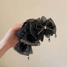 Versatile, Fashionable, Light And Luxurious, Star-Filled Bow Bow Clip, Large Hair Volume, Multi-Tie Shark Clip, Mesh Hair Clip, Hair Accessory - 13公分夾爪 - 查看 2