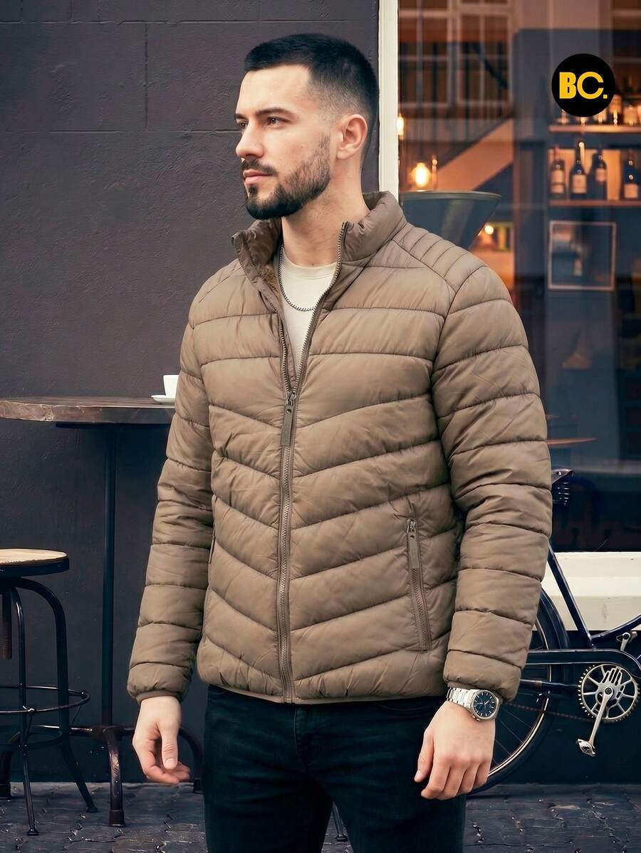 Big City Chamarra Capitonada Casual Hombre Moderna Con Interior Peluche
