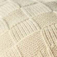Short Checkered Wool Beanie Hat, Single Layer, Unlined - 香檳色 - 查看 3