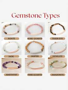 1pc Customized Women's Natural Stone Name Bracelet, Fashionable Natural Stone Beaded Bracelet, Personalized Gift For Girlfriend, Customized Mother's Day Bracelet, Laser Engraved Text Bracelet, Custom Name Bracelet, Engraved Anniversary Date Bracelet, Colorful Elastic Natural Stone Bracelet, Women's Bracelet, Customized Bracelet Gift For Mom, Personalized Christmas Bracelet Gift For Her, Customized Name Beaded Bracelet - Natural Stone Bracelet - View 4