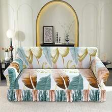 1 tấm bọc ghế sofa, kiểu váy, có chun co giãn, bảo vệ ghế sofa đa năng dùng được cả bốn mùa, tấm bọc ghế sofa liền mảnh với đường viền xếp ly, phù hợp với ghế sofa 1/2/3/4 chỗ ngồi trong phòng ngủ, văn phòng, phòng khách, ngoài trời, trang trí nhà cửa. - Màu xanh nhạt - Xem 2