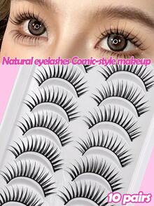 MAANGE 5/10 Cílios Postiços Naturais, Boa Respirabilidade, Cílios Pretos em Formato de U, Mesmo Estilo dos Grupos de Garotas Japonesas e Coreanas, Cílios Postiços Naturais Curtos, Cílios Postiços Finos e Longos de 11mm, Raiz Transparente, Cílios Postiços de Energia Dinâmica - Multicolorido - Visão 7