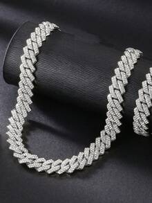 1pc Hip-Hop Bling Bling Cuban Link Chain Necklace For Men, Unique Design Choker Necklace, Suitable For Music Festival, Daily Wear, Party, Available In Multiple Sizes - Multicolor - View 7