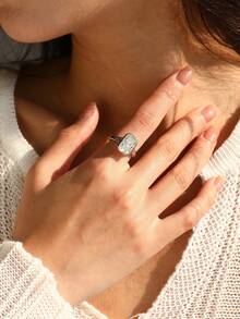 MODIAN 4.5CT D Color Moissanite Ring 925 Sterling Silver Rectangle Lab Diamond Wedding Statement Rings For Women Fine Jewelry - Silver - View 6