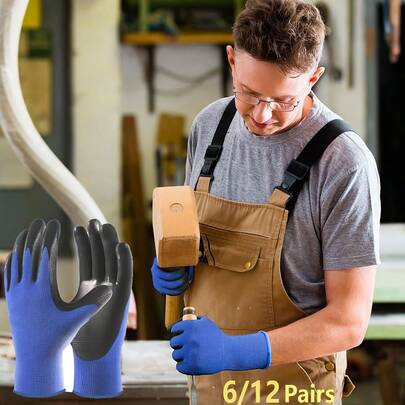 3/6/12 Pairs Work Gloves, Breathable, Comfortable, Lightweight, Unisex, Suitable For Gardening, Auto Repair, Fishing, Multi-Purpose Outdoor And Household Use